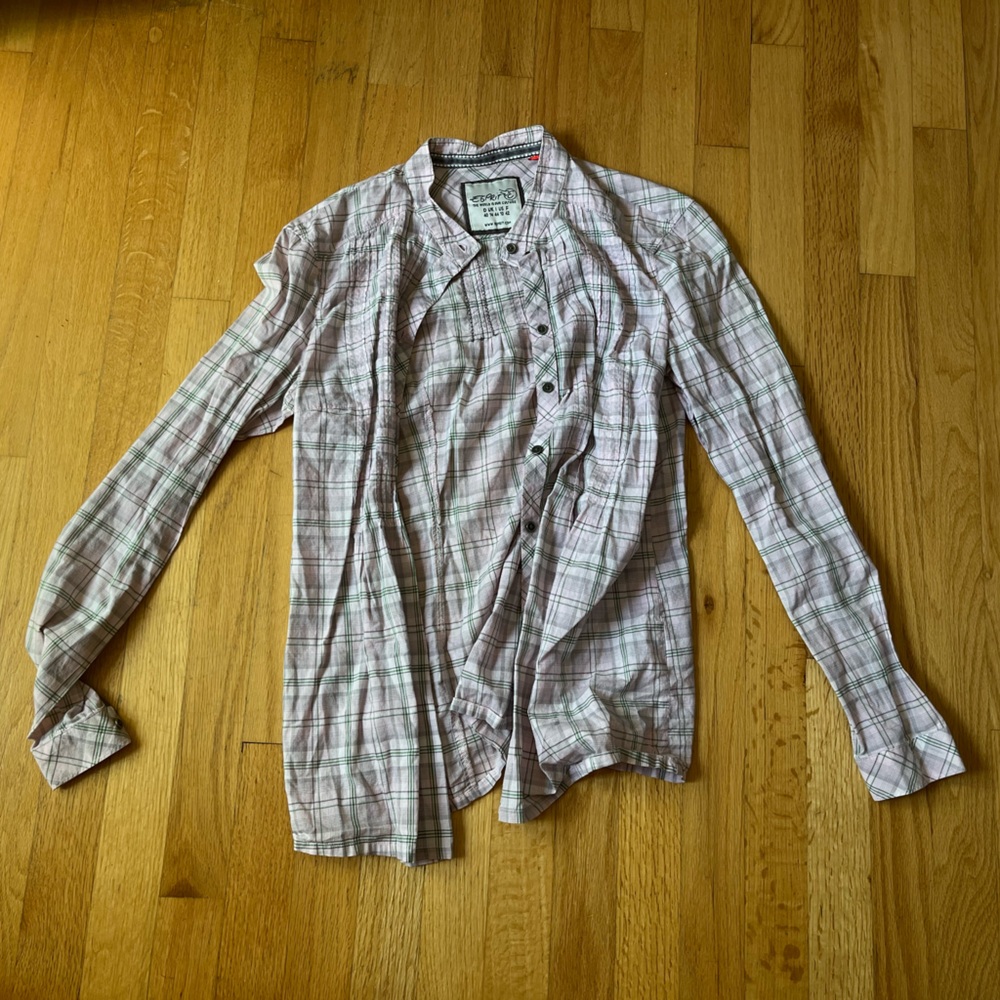 Plaid Button-Up Shirt - Pink